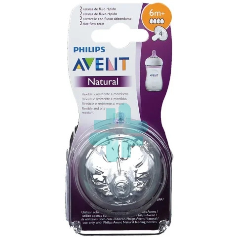 Avent 2 Tettarelle Natural Flusso Abbondante 4 Fori