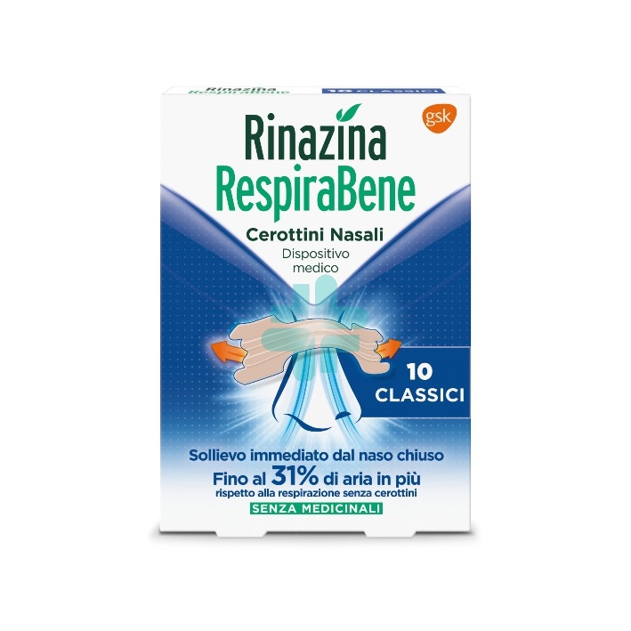 Gsk Linea Dispositivi Medici Rinazina Respirabene 10 Cerotti Nasali Classici