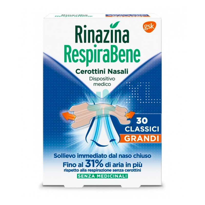 Gsk Linea Dispositivi Medici Rinazina Respirabene 30 Cerotti Nasali Classici Gra