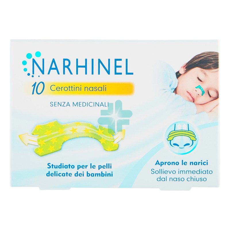 Narhinel Linea Pulizia Salute Nasale 10 Cerottini Nasali Pelli Delicate Bambini
